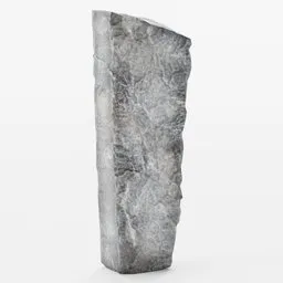 "Low-poly monolith 3D model for Blender 3D: Standing Stone 9. Realistic PBR textures with Scandinavian design, perfect for environmental elements in video game installations. Detailed scenery with jagged rocks and dark grey skin. Width 672."