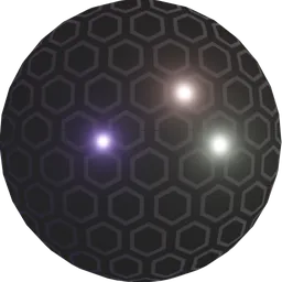 Hexagonal pattern PBR material with an optical illusion for Blender 3D, enhancing visual FX with intricate detail.