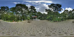 Daytime cloudy stone brick platform