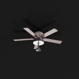 Realistic 3D model of a ceiling fan with wood-textured blades for Blender, optimized for virtual environments.